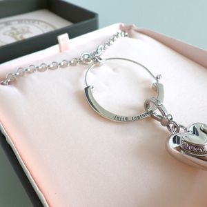 Hanging Silver Heart Juicy Couture Necklace